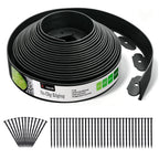 No Dig Durable Garden Landscape Edging Kit, 2" Tall Black Plastic Lawn Border for Landscaping, Flower Gardens, Lawn (100FT+ 120pcs Anchoring Spikes, Black)