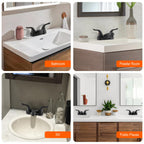 Bathroom Sink Faucets 2/3 Hole,Matte Black Dual Handles 4 inch Plastic Plating Over Bathroom Faucet with Pop-up Drain and 2 Supply Hoses for Apartment Rvs Sink Vanity