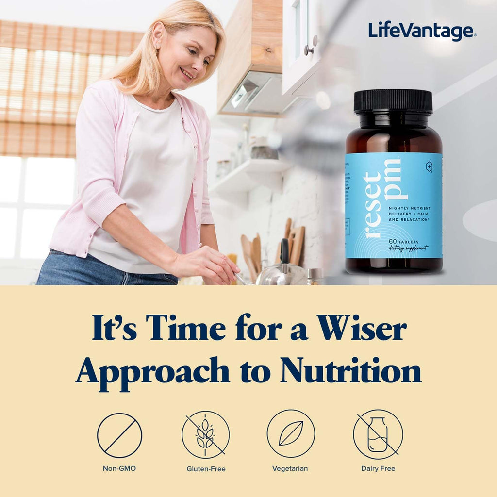 LifeVantage® Reset PM™ - Advanced Multi-Nutrient Supplement, Restful Sleep & Optimal Health - Timewise Nutrient Delivery™ for Relaxation & Morning Refreshment - Light Vanilla Coating - 60 Tablets