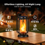 Hompavo Gen2 Solar Lanterns Outdoor Lights with Ultra-Real Flame, 2 Charging (USB/Solar) & 2 Modes - Waterproof Decorative Hanging/Table Lights for Pathway Yard Patio Garden Decor Gifts for Women, 2