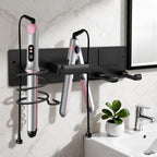 Dovyn Blow Dryer Holder Wall Mount, 3 in 1 Bathroom Hair Tool Organizer with Curling Iron Holder & Flat Iron Holder, Universal Hair Dryer Holder Rack Storage Matte Black
