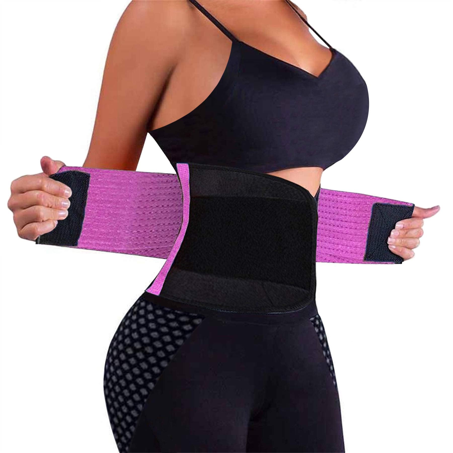 VENUZOR Waist Trainer Belt for Women - Waist Cincher Trimmer - Slimming Body Shaper Belt - Sport Girdle Belt (UP Graded)(Purple,Medium)