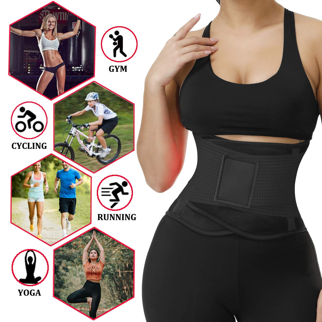 VENUZOR Waist Trainer Belt for Women - Waist Cincher Trimmer - Slimming Body Shaper Belt - Sport Girdle Belt (UP Graded)(Black,M)