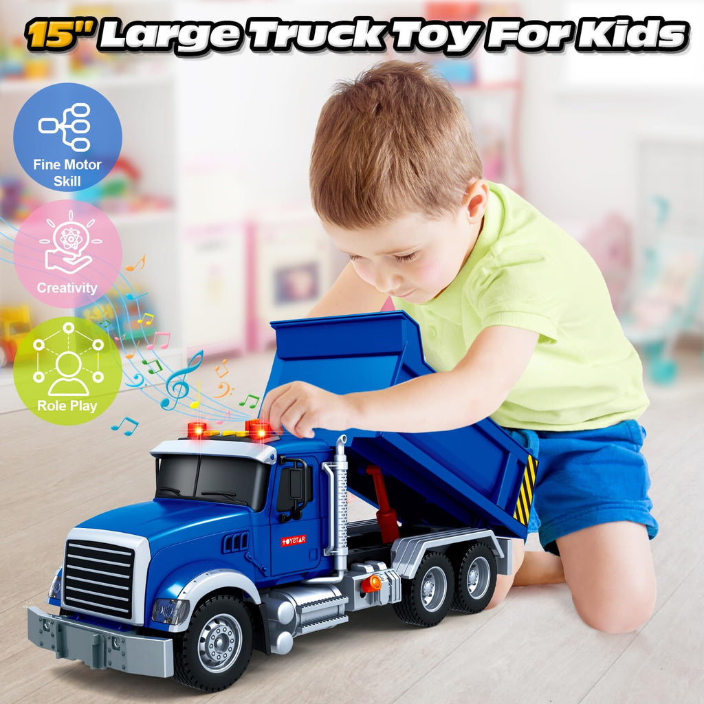 Large Dump Truck Toy for 3 4 5 Year Old Boy, Truck Toy with Sound and Light
