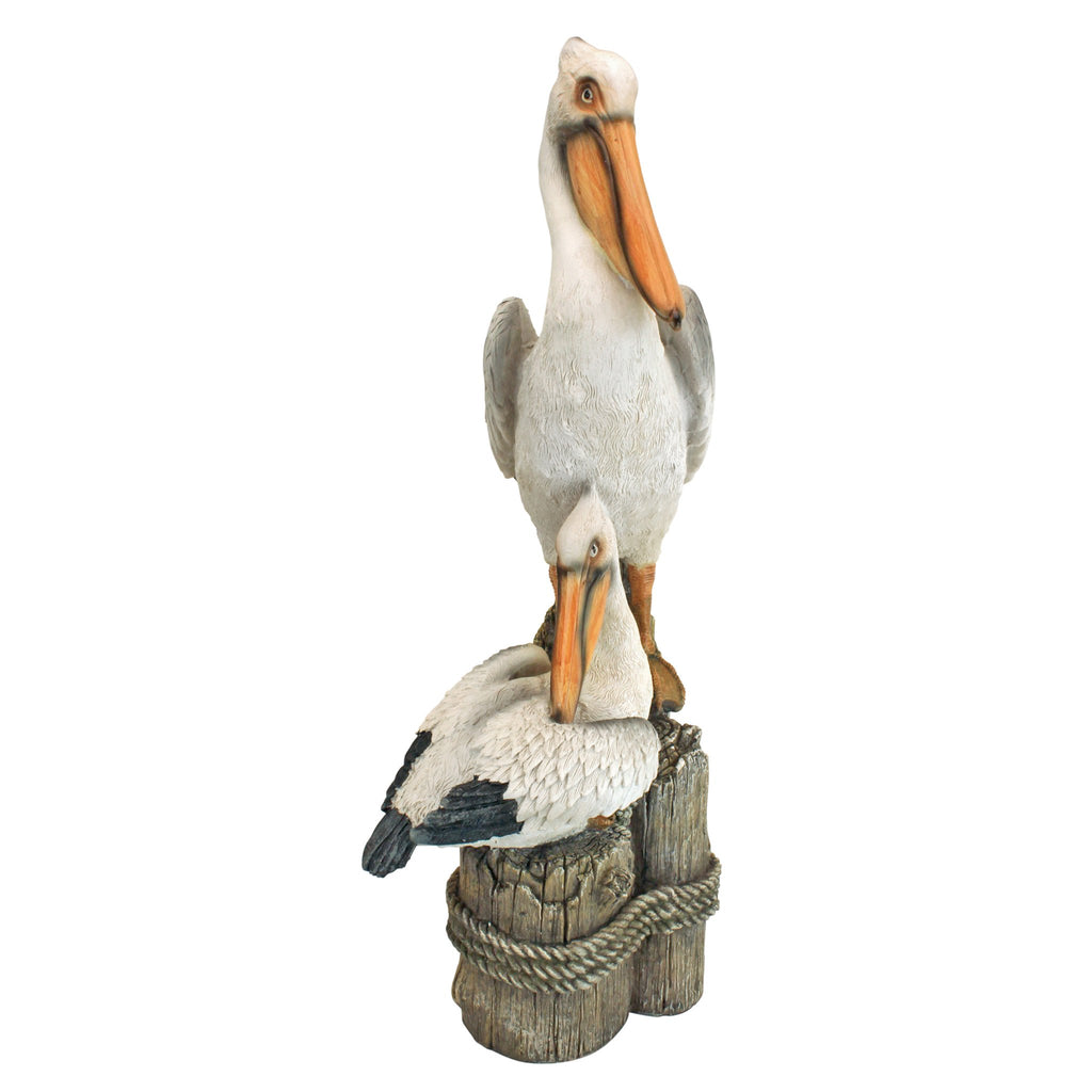 Design Toscano Coastal Decor Ocean's Perch Pelicans Garden Bird Statue, 9 Inch Wide, 24 Inch Tall, Cast Stone Resin, Full Color Finish