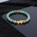 AROUROUA Fengshui Wealth Bracelet 8MM Natural Green Real Jade Bracelets