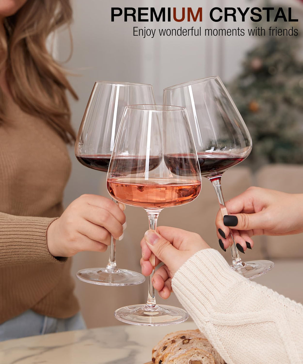 OJA Wine Glasses Set, Crystal Hand Blown Red Wine Glass Set of 4, 23 oz