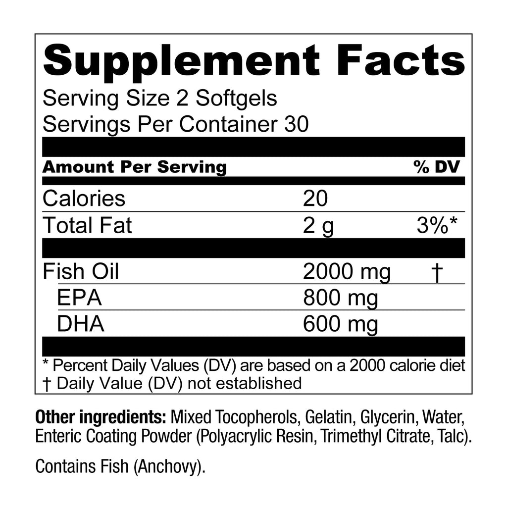Live Conscious OmegaWell Omega 3 Fish Oil - 2000mg Capsules: Heart, Brain, & Joint Support - 800 mg EPA 600 mg DHA - Sustainably Sourced - Softgels - 30 Day Supply