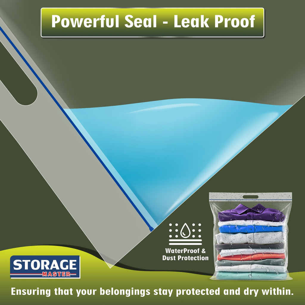 3 Gallon Extra Large Zipper Bag, 16” x 18” Clear Plastic Zip Bag with Handle for Storage, Moving Travel, 2mil Thick Resealable Lock, 60 pack