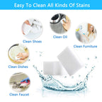 Magic Sponge Eraser, 100 Pack Melamine Foam Bulk Sponge Sheets - Bathroom, Oven, Shower, Glass, Dishes, Stove Top, Kitchen Sinks, Bathtub, Wall Tile, Baseboard Cleaner - White, Not Easily Rip