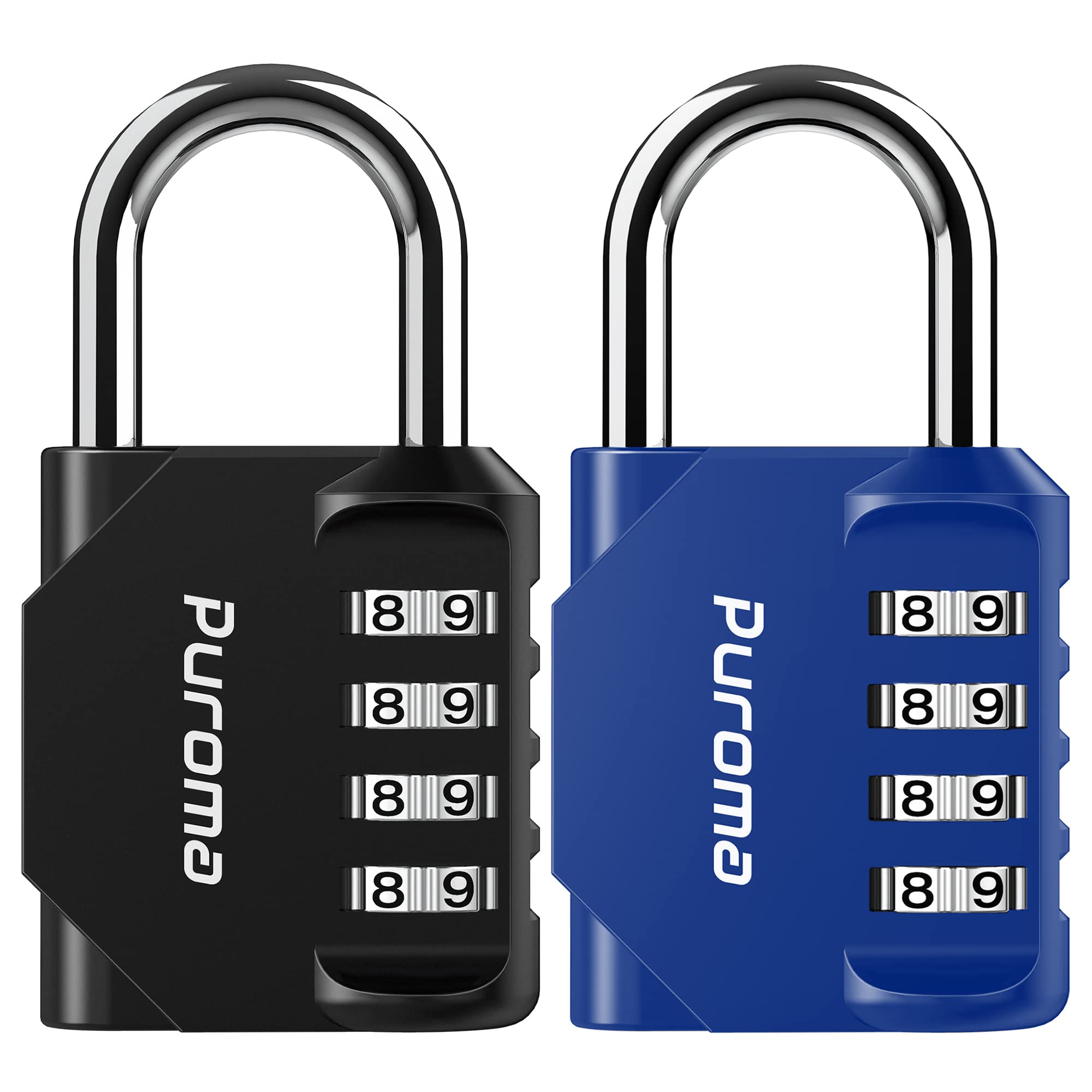 Puroma 2 Pack Combination Lock for Locker 4 Digit Outdoor Waterproof Padlock for School, Gym, Sports, Fence, Toolbox, Gate, Case, Outdoor, Hasp Storage, Cabinets (Blue & Black)