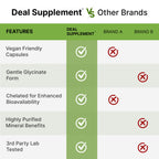 Deal Supplement Magnesium Glycinate 500mg, 240 Veggie Capsules | 100% Chelated for Easy Absorption | Essential Mineral Supplement | Non-GMO, Gluten-Free