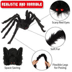 Halloween Giant Spider Decorations Outdoor: 3 Pack Realistic Spiders Props
