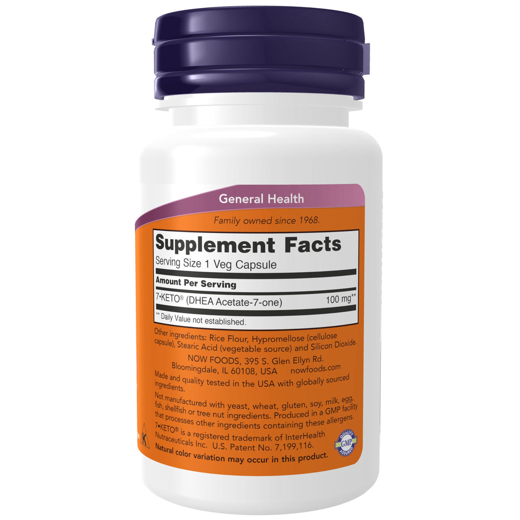 NOW Foods Supplements, 7-Keto (DHEA Acetate-7-one) 100 mg, Weight Management*, 60 Veg Capsules