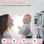 Perilogics Airplane Phone Holder Mount Universal in Flight Hands Free Viewing with Multi-Directional Dual 360 Degree Rotation (Pink)
