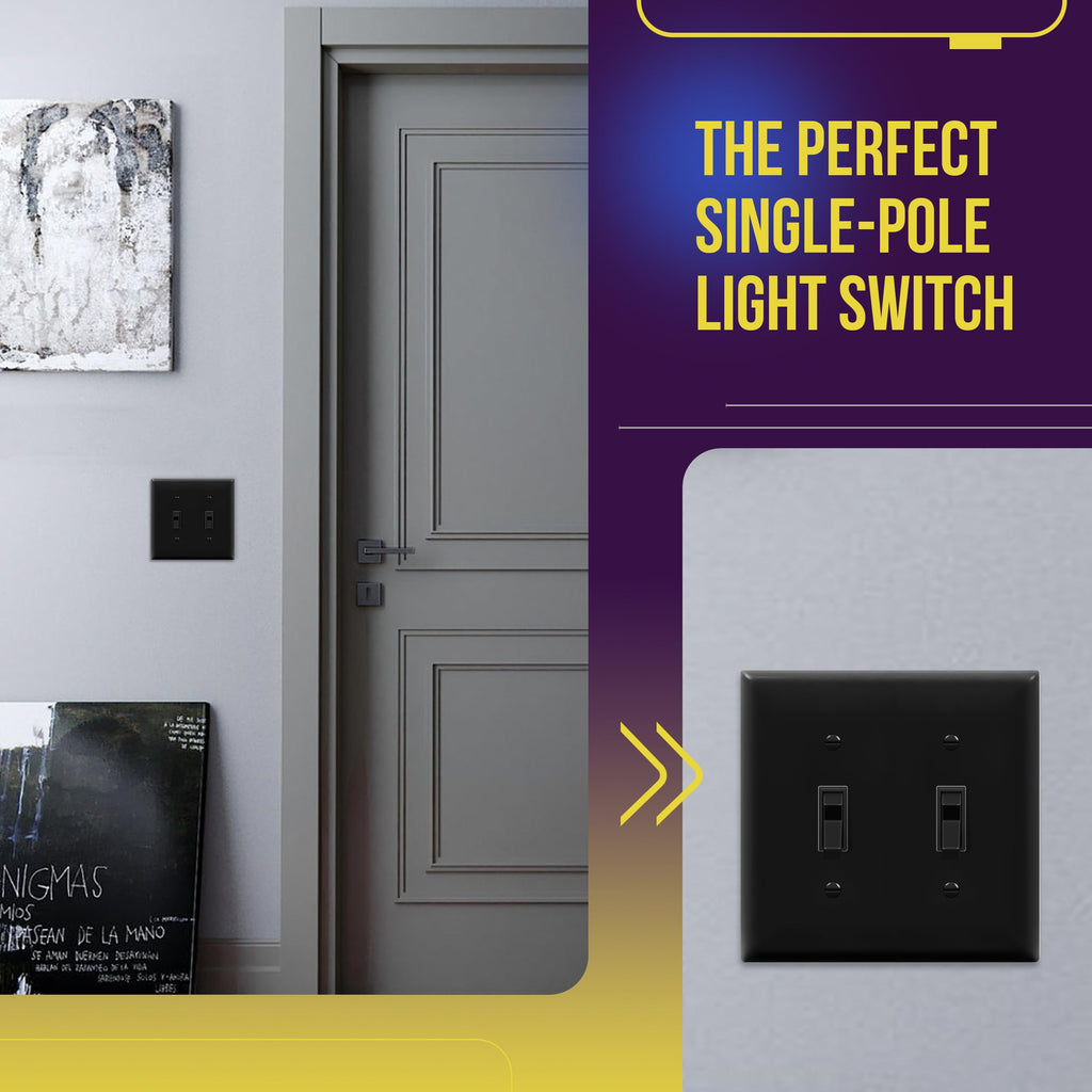 ENERLITES Black Toggle Light Switch, Single Pole, 15A 120-277V, Grounding Screw, Residential Grade, UL Listed, 88115-BK-10PCS, Black, 10 Pack