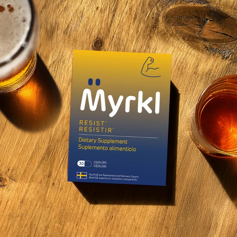 Myrkl Unique Pre-Drinking Supplement for Liver Health Support, Helps Morning Energy with High-Performing Probiotic, L Cysteine & Vitamin B12, Social Evening