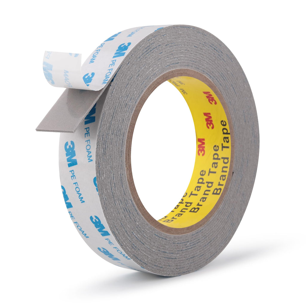 3M Double Sided Tape, 1" x 18Ft Foam Tape, 1600TG, Grey