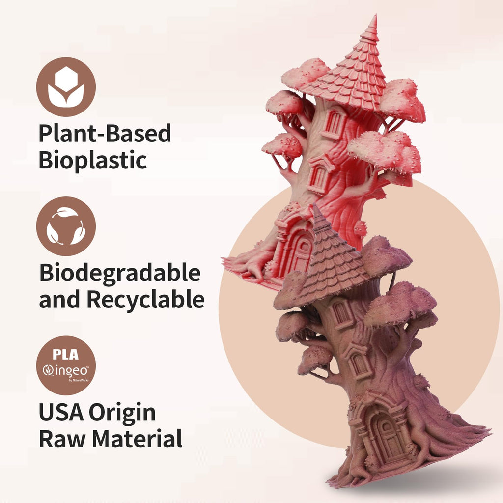 Reprapper Wood PLA Filament Variety Pack - 1.75mm 4 Spool Bundle: Natural, Mahogany, Dark Mahogany & Walnut Real Wood Fiber, Dual Color 3D Printing Material 250g x 4pack