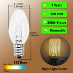 PaeorRorL 15 Packs Night Light Bulbs 7 Watt E12 Base C7 Clear Light Bulbs