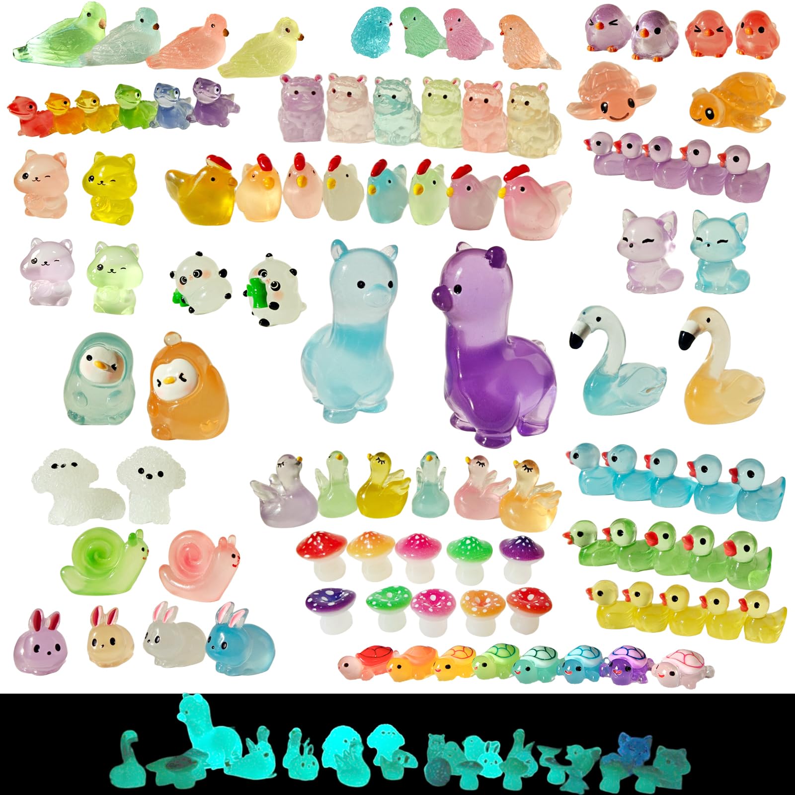 ZITU ISCHYROS Mini Resin Animals 100 Pcs to Hide, Tiny Resin Animals Bulk