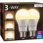 Briignite LED Light Bulbs, 3 Way LED Light Bulbs 50 100 150W Equivalent, 3 Way Light Bulb, Three Way A19 Light Bulbs E26 Medium Base, Warm White 3000K, 500lm-1000lm-1500lm, 2 Pack