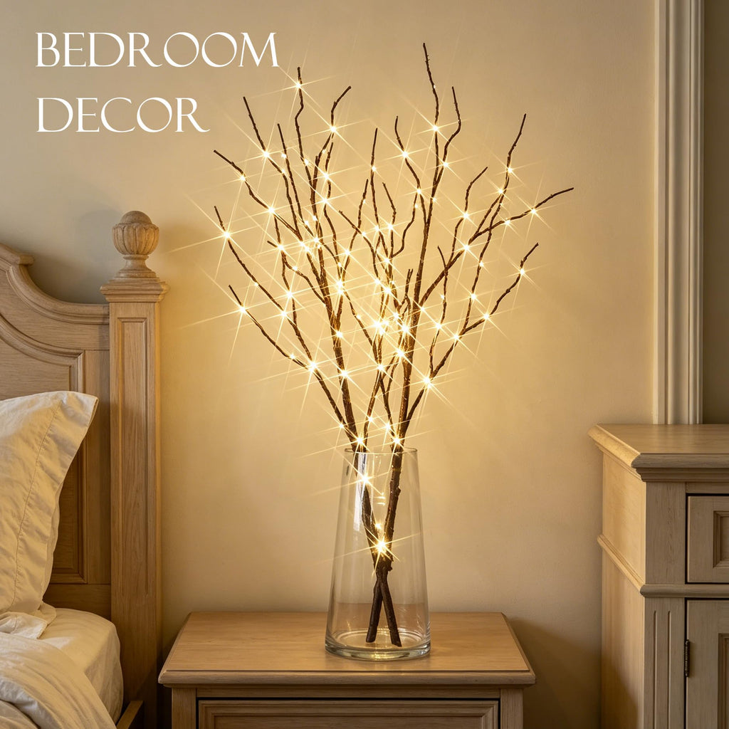 LITBLOOM Lighted Brown Willow Branches 32IN 100 LED with Timer Battery Operated, Tree Branch with Warm White Lights for Holiday Christmas Decoration Indoor Outdoor
