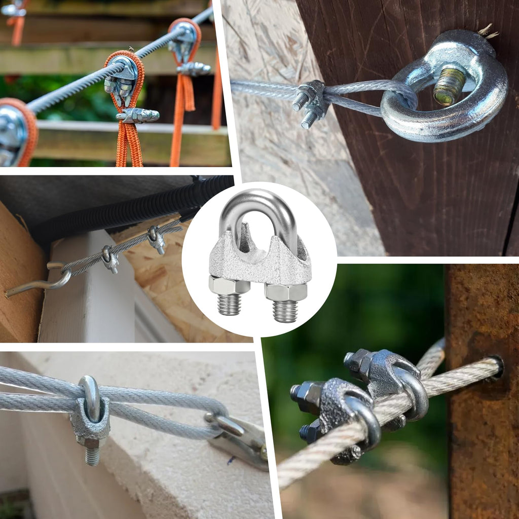 AYMMIC 25 Pcs 1/2" M13 Wire Rope Clip Cable Clamps, Galvanized U-Bolt Saddle Fasteners for Fixed Tent Rope, Wire Rope, Wire Cable, Clothes Lines