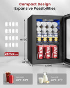 Feelfunn 24 Can Beverage Refrigerator, Mini Fridge, Black