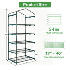 KOL 27x19x76 in PVC Cover 5-Tier Mini Greenhouse, Indoor Outdoor