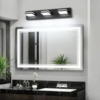 SineRise LED Modern Bathroom Vanity Light Fixtures, Modern Acrylic Bathroom Wall Lighting Fixtures Over Mirror, 3-Light, 24-Inch, Black, White