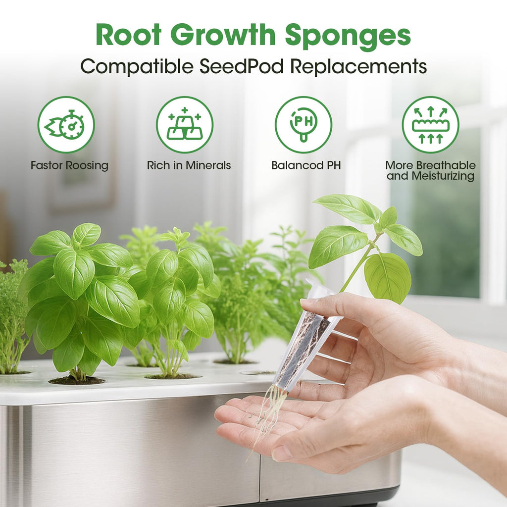 PlantaPulse 129 Pcs Hydroponic Pods Kit with A&B Plant Food, 50 Grow Sponges, 50 Plant Labels, 12 Grow Baskets, 12 Grow Domes and 1 Tweezers - Indoor Hydroponics Supplies