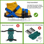 Bakulala Lawn Aerator Shoes Pre-Assembled, Heavy Duty Lawn Spike Shoes with Adjustable Straps, Soil Aerating Tool for Yard Patio Garden with Cleaning Shovel Blue