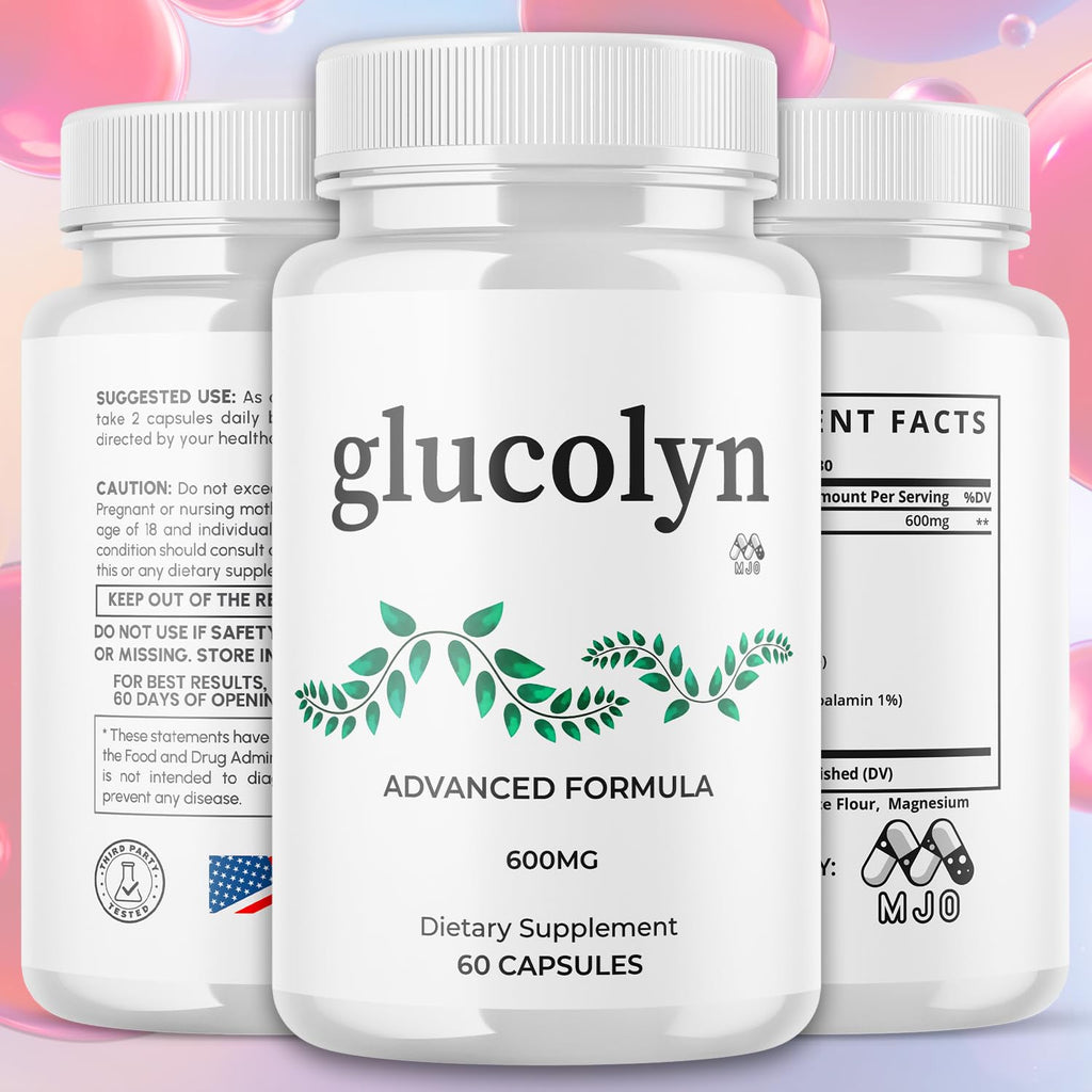 Glucolyn Capsules, Official Glucolyn Pills with All Natural Ingredients, Advanced Glucolyn Overall Health and Wellness Vitamin Support Supplement with Max Strength Multivitamins Support (60 Capsules)