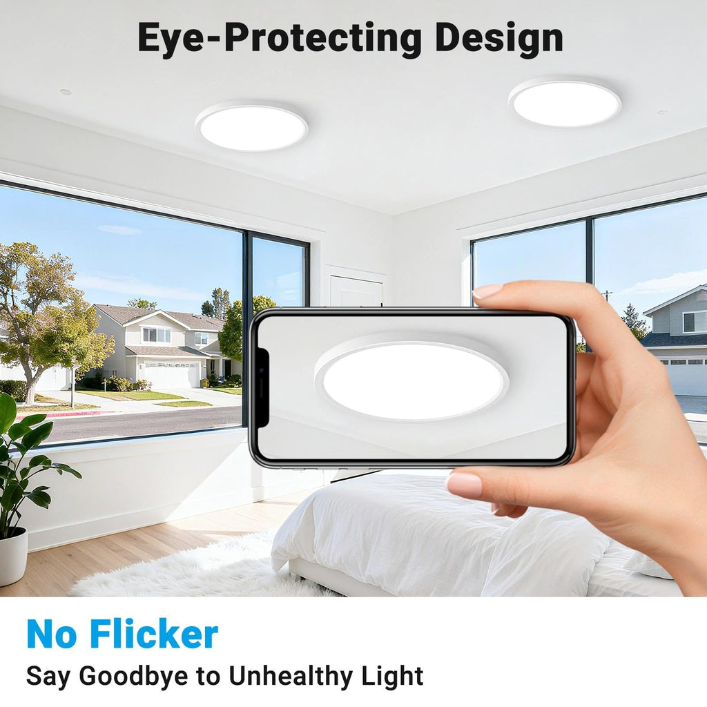 Fairdeer LED Flush Mount Ceiling Light,9Inch 18W,3000K/3500K/4000K/5000K/6500K 5 Color Temperatures Ceiling Light Fixture for Kitchen Porch Hallway Bedroom Bathroom and Closet,White