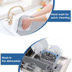 Bestjing 2 Pack Silicone Kitchen Sink Protector Mat with Rear Drain - 13.58''x 11.6'' Kitchen Sink Accessory, Folding Non-Slip Heat Resistant Mat Grid for Bottom of Porcelain Stainless Steel