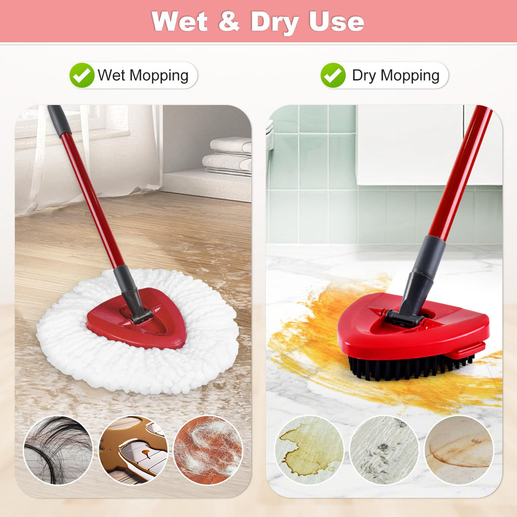 Mop Heads Replacement for Ocedar, Mop Replace Head for Ocedar EasyWring 1 Tank, Microfiber Spin Mop Refills, Include 2 Mop Replacement Head Deep Cleaning, 1 Mop Base and 2 Upgraded Scrubber Mop Head