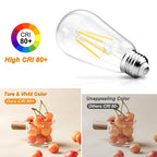Ascher Vintage LED Edison Bulbs, 6W, Equivalent 60W, Non-Dimmable, High Brightness Cool White 4000K, ST58 Antique LED Filament Bulbs with 80+ CRI, E26 Medium Base, Clear Glass, Pack of 6