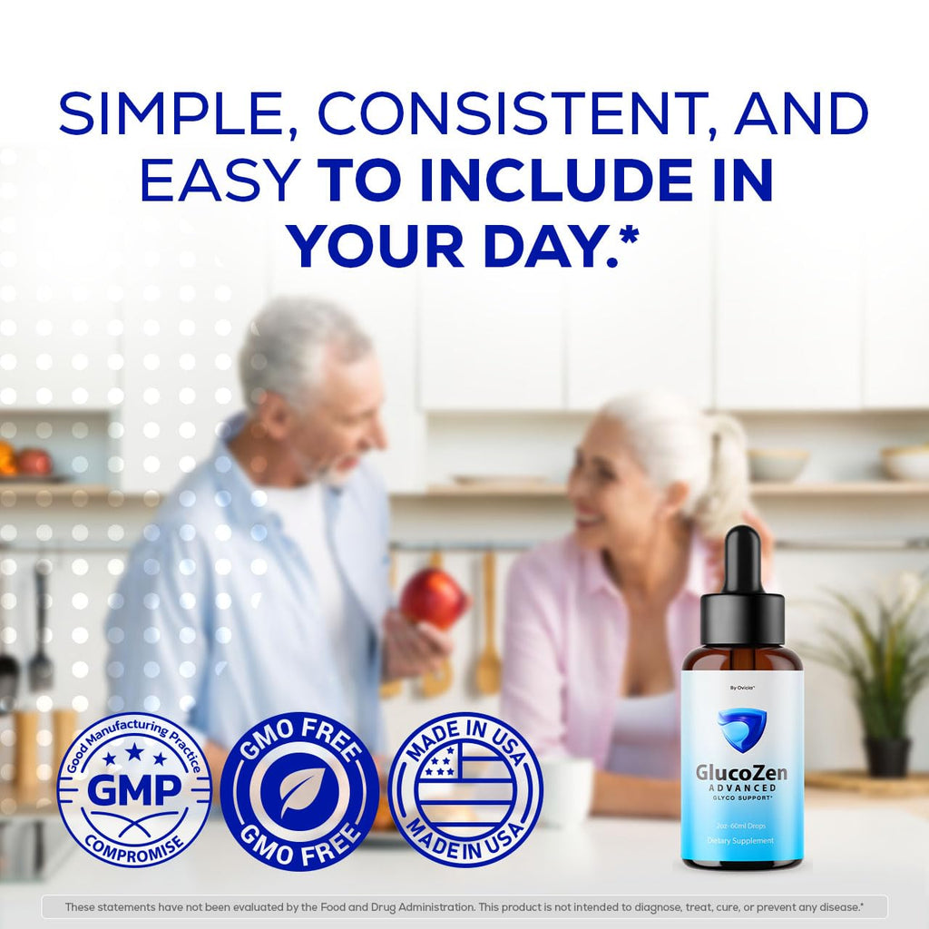 (2 Pack) Glucozen Drops - Official Gluco Zen Oral Liquid Drops Advanced Premium Formula Maximum Strength, All Natural Ingredients Vitamins for Overall Health & Wellness, 2 Bottles for 2 Months