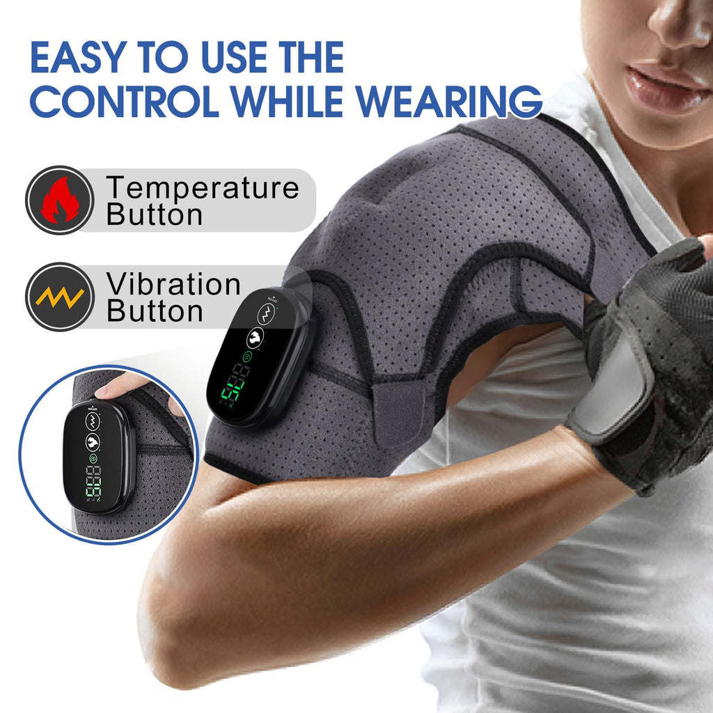 Cordless Shoulder Heating Pad, Heated Shoulder Wrap with Vibration, Shoulder Massager Heated Shoulder Brace for Women Men, FSA Approved Products