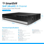 Amcrest 5MP UltraHD 8 Channel DVR Security Camera System Recorder, 5MP DVR for Analog Cameras, Remote Smartphone Access, Pre-Installed 4TB Hard Drive (AMDV5M8-4TB)