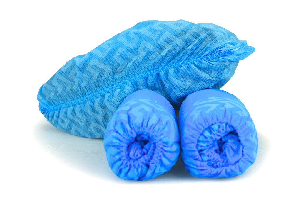 G & F Products Disposable Shoe Covers, Slip-Resistant Booties, Heavy-Duty, Waterproof, Elastic Band, Non-Slip Silicone Sole, Reusable, Protects Floors, Blue 11 Us Men & 13 Us Women, 500 Pcs (250 Pair)
