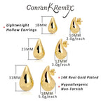 3Pair Gold Teardrop Earrings Set Dupes for Women Thick Gold Plated Chunky Hoop Water Drop Earring for Women Hypoallergenic
