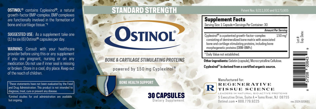 Ostinol Standard 150mg - Bone & Joint Supplement | Stem Cell Activation Certified | Bio Active Protein Complex for Mild Bone Loss & Mild Joint Dysfunction - 30 Capsules
