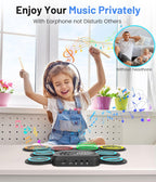 Sboet Electronic Drum Set, 9-Drum Practice Pad with Headphone Jack, Roll-up Drum Kit Machine with Built-in Speaker Drum Pedals and Sticks 10 Hours Playtime, Great Christmas Holiday Gifts for Kids