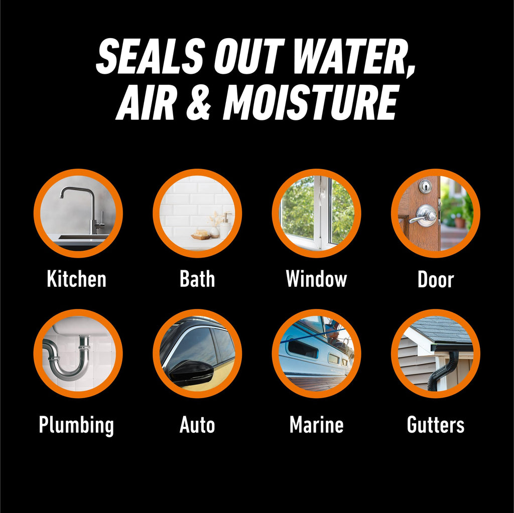 Gorilla 100% Silicone Sealant All Purpose, 10 Ounce Cartridge, Clear (Pack of 12)
