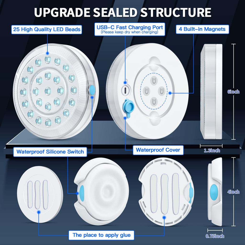 Homly Rechargeable Submersible Pool Lights with Wireless APP Control, Waterproof Underwater Smart LED Lights Controlled Multiple Lighting Modes, 4000mAh Magnets Light for Multi Scene Pool Decoration