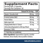 Neurobiologix Gut Histamine Support Supplement, Digestion & Immune Balance with Vitamin C, NAC, Bromelain & Quercetin, Supports Food-Derived Histamine Response for Men & Women, Vegetarian, 60 Capsules