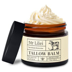 Lilei Beauty Organic Grass-Fed Beef Tallow Balm with Raw Honey - Face & Body Moisturizer - Natural Whipped Skin Care Cream for Dry Skin- Hydrating Body Lotion for Nourishment (Unscented, 115g/4.06oz)