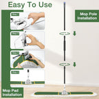 48" Commercial Dust Mop for Floor Cleaning with 2 Cotton Mop Pads